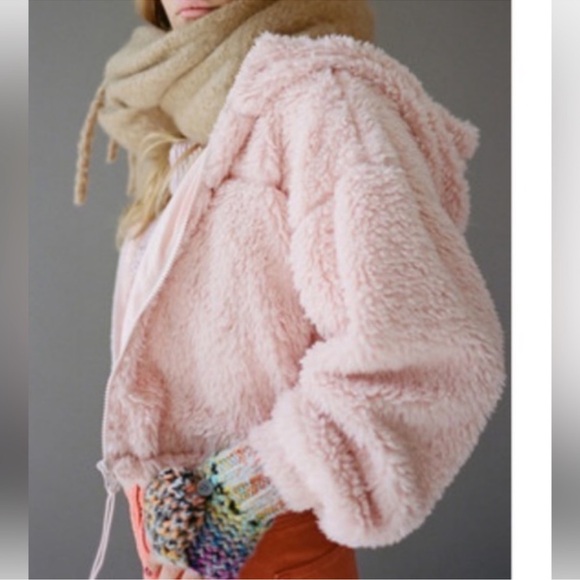 BDG Jackets & Blazers - Urban Outfitters BDG Cozy Zip Up Hoodie - Light Pink